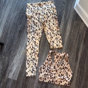 Fabletics Cheetah print yoga set: pants & sports bra